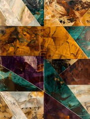 Abstract geometric shapes in various shades Citrine, Cobalt, Chartreuse background 