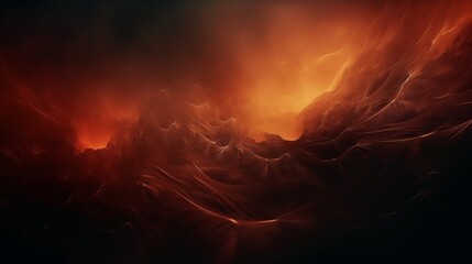 Imaginative Red and Orange Fiery Landscape with Swirling Smoke and Flames