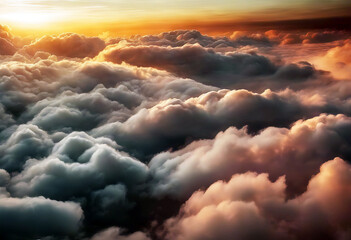 'Cloudscape View Clouds Sunset Beautiful Cloud Sky Above Plane Aerial View Simple Blue Nature Clean Skyline Scenic Flight Fluffy Panorama Bright Beautiful High Clear Heaven Background Landscape Light'