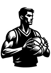 Basketball player SVG, Basketball player clipart, Basketball svg, Sports clipart, Basketball player silhouette	
