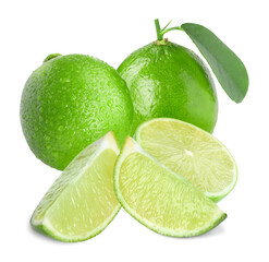 Fresh ripe lime isolated on white. Citrus fruit
