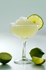 Refreshing Classic Daiquiri Cocktail With Frosty Lime Garnish on Elegant Glassware