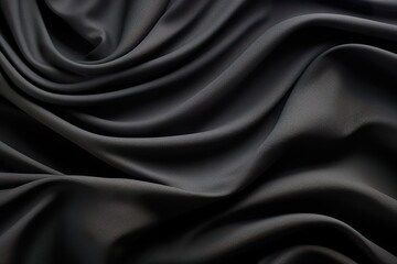 Obraz premium A wavy black cloth surface undulates gracefully, forming ripples akin to those found on a fluid surface