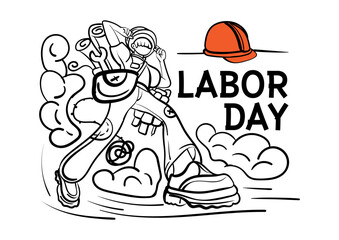 Sketch for World Labour day1 May with Grunge Background. Vector Illustration