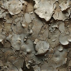 A cracked, broken, and dirty surface with a brownish color