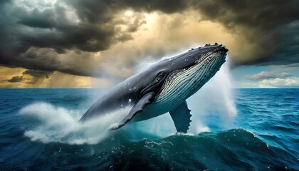 Whale in open water. The Book of Jonah.