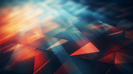 Vibrant 3D Geometric Abstract Background with Blue and Orange Hues - obrazy, fototapety, plakaty
