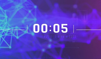 Digital Countdown, Blue and Purple Tones, Final Moments Concept with Copy Space