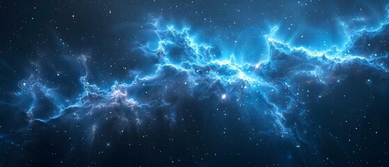 "The Enigmatic Essence of Cosmic Power and Energy Within a Blue Nebula". Concept Blue Nebula, Cosmic Power, Enigmatic Essence, Energy, Mystical Astronomy