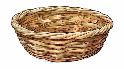Versaille Round Rattan Basket illustration Hand drawn