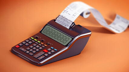 Save word forming from printing calculator receipts. 3D illustration