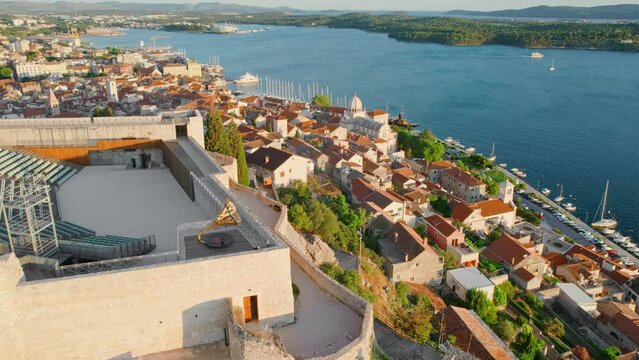 Aerial view of the Sibenik old town in Dalmatia region of Croatia