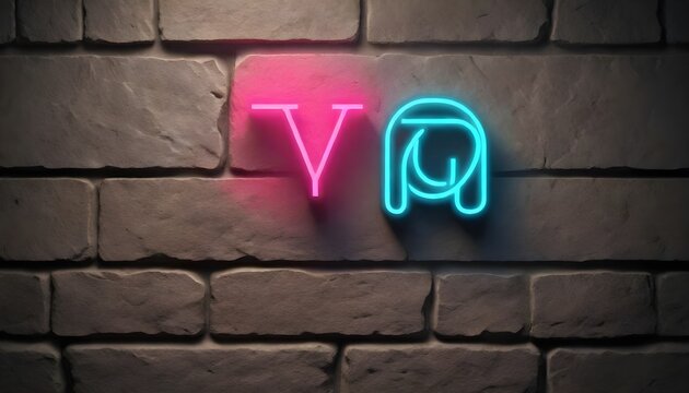 LOGO - Glowing Neon Sign on stonework wall - 3D rendered royalty free stock illustration. Can be used for online banner ads and direct mailers.
