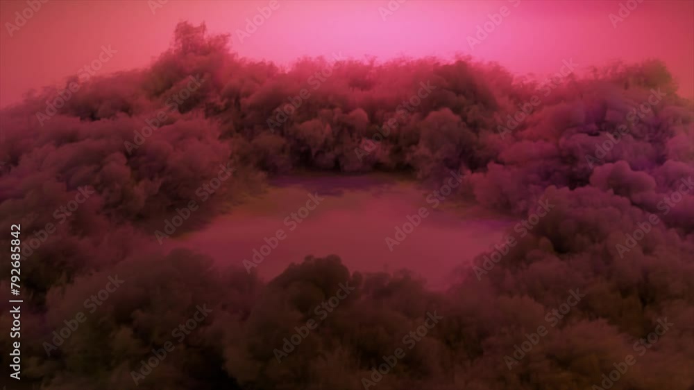 Poster 3d animation of abstract art with an explosive smoke structure with flashing neon light