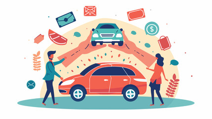 Concept illustration of buying a car on credit. vector