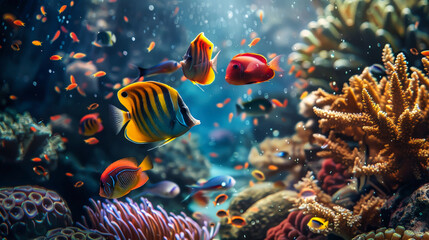 Close Up of a Goldfish in an Aquarium - obrazy, fototapety, plakaty