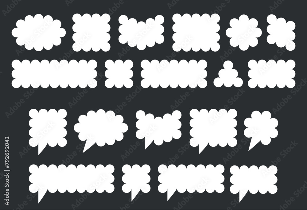 Wall mural set of hand drawn blank text frames in y2k, groovy, retro style. abstract shapes. сolourless text bo