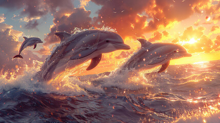 Fototapeta premium dolphin jumping out of water