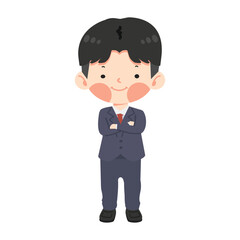 business man standing with crossed arms cartoon