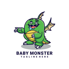 simple mascot logo baby monster character design	