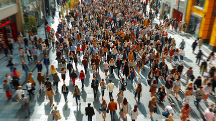 Obraz premium Large Group of People Walking Down a Street