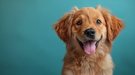 Fototapeta premium golden retriever puppy eating ice cream in studio