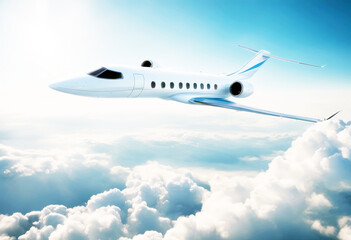 'rendering 3d horizontal concept travel business background clouds white sky blue empty earth flying jet private design generic luxury photo realistic plane class vip first flight air' - Powered by Adobe