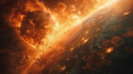 An asteroid the size of Texas is about to impact Earth. - obrazy, fototapety, plakaty