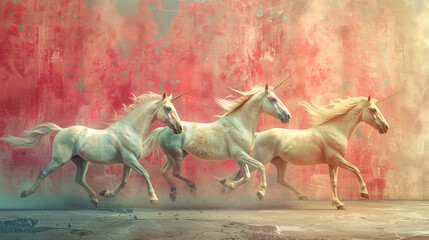 colorful of unicorn running - 792698442