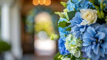 Elegance in Mourning Blue and White Funeral Wreath