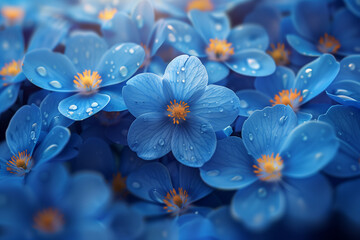 Close up of a blooming blue petaled flowers - Powered by Adobe