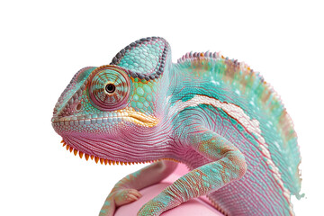 
multicolored pastel chameleon PNG object isolated on a transparent background, mockup, design,...