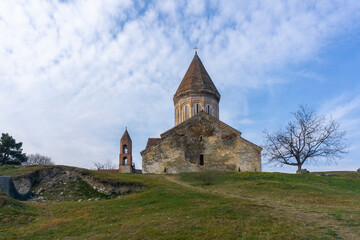 Bell tower and church of St. Sthepan monastery of Khirsa village, Georgia.