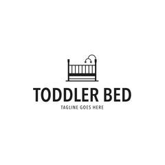 Crib logo design for newborn infant child kid or toddler sleeping bed illustration idea