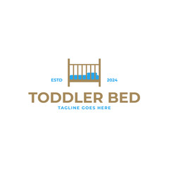 Crib logo design for newborn infant child kid or toddler sleeping bed illustration idea