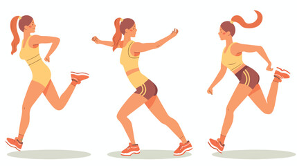 Fitness young women doing exercises for legs.. Vector