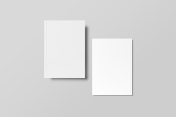 two magazines with blank mockup backgrounds with a light grey color