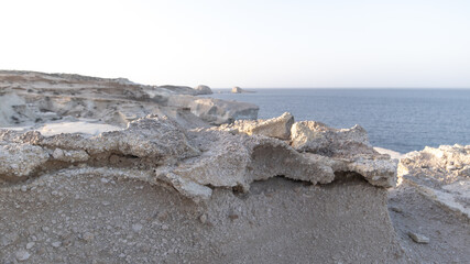 Sarakiniko characteristic landscape in Milos, Cyclades, Greece