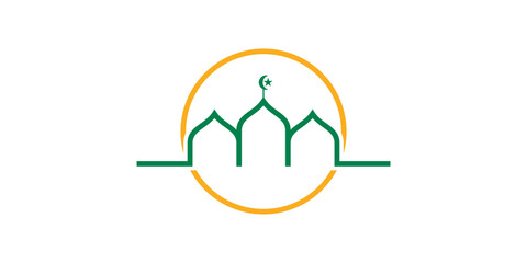 Ramadan kareem eid-al fitr poster template with ornament lettern and mosque vector background design