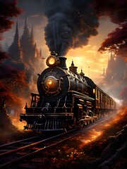 steam train in the mountains