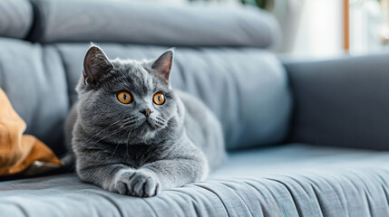 Scottish British Shorthair grey blue dramatic cat 