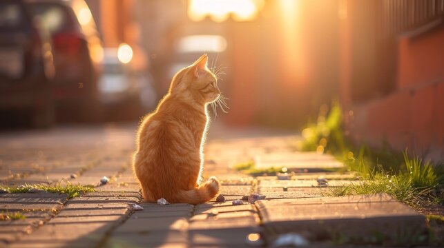Gatto bianco e marroncino visto di schiena