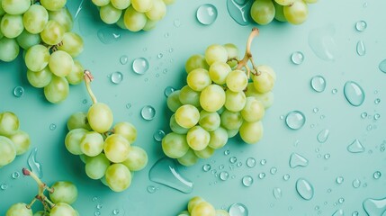 Fresh summer minimal image with grape and water. Generative AI