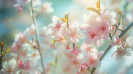 Flowers of the apple blossoms on a spring day. Generative AI