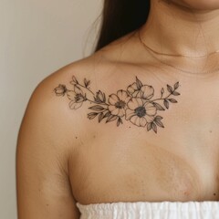 For a simple yet elegant flower shoulder tattoo design for women, consider the following options: