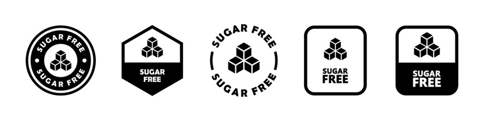 Sugar Free. Vector signs for food and drink product packaging labels.