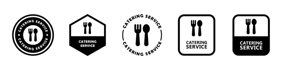 Catering Service. Vector signs for food delivery or cafe.