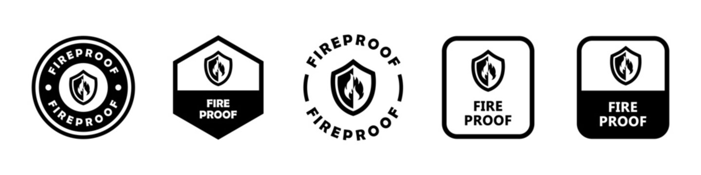 Fireproof. Vector signs for protective clothing and equipment.
