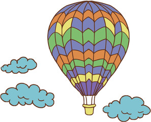 Obraz premium Balloons travel sky transport graphics hand drawn coloring clouds nature dreams lightness on a white background set