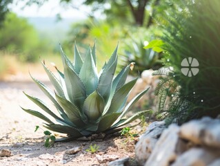 Agave in Front of Mountains